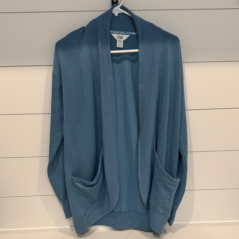 Athleta Girl Blue Open Front Cardigan XXL/16 or fit an adult small
